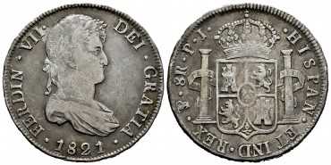 Cy15173.2.-FERNANDO VII - 8 Reales 1821 Potosi P.J.- MBC