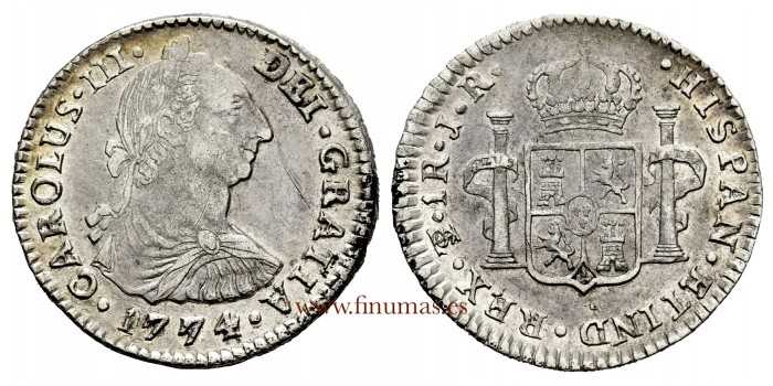 Cy10584.- CARLOS III - 1 Real 1774 Potosí J.R. - S.C-