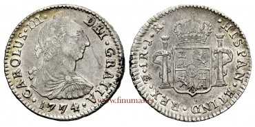 Cy10584.- CARLOS III - 1 Real 1774 Potosí J.R. - S.C-