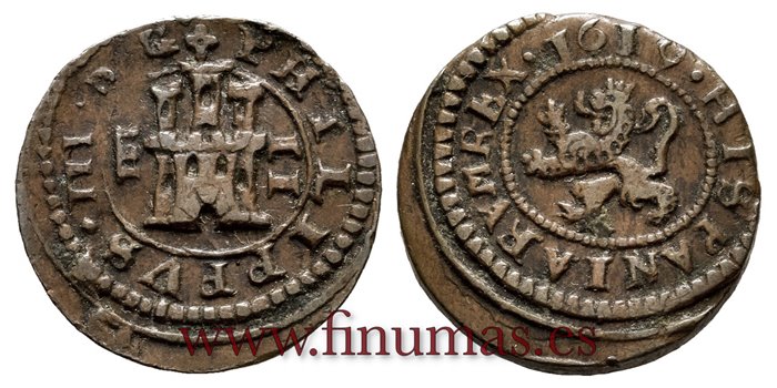 Cy04024.-FELIPE III - 2 Maravedi  1619 Segovia.-EBC