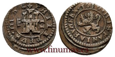 Cy04024.-FELIPE III - 2 Maravedi  1619 Segovia.-EBC
