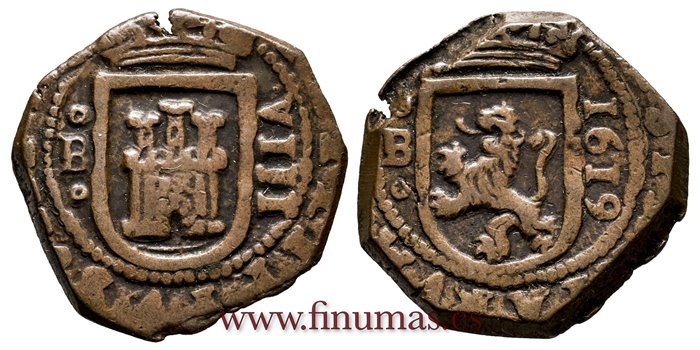 Cy04169.-FELIPE III - 8 Maravedi  1619 Burgos.-BC