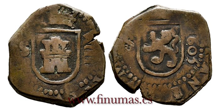 Cy04132.-FELIPE III - 8 Maravedi  1605 Sevilla.-MBC-  RARA