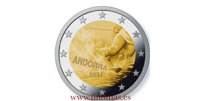 2 EURO COMMEMORATIVE ANDORRA 2024 "ESQUI" COINS