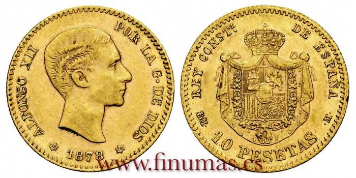 Cy16597G.- ALFONSO XII 10 PESETAS 1878 MADRID (18-78) EMM. EBC