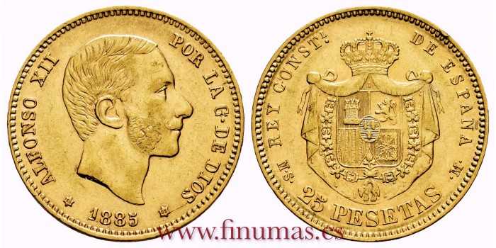 Cy16615H.- ALFONSO XII 25 Pesetas 1885 (18-85) MSM - EBC