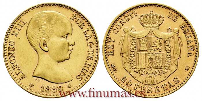 Cy16709.- ALFONSO XIII - 20 pesetas 1889 (18*89) MPM.- EBC.