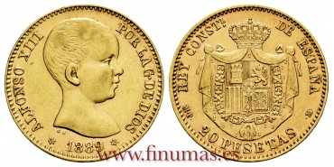 Cy16709.- ALFONSO XIII - 20 pesetas 1889 (18*89) MPM.- EBC.