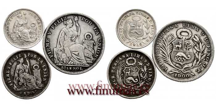 PERU - K-204,205,206 - 1/2, 1 AND 1/5 SUN - MBC 3 pieces