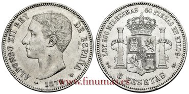 Cy16581G.- ALFONSO XII 5 Pesetas 1876 (---76) DEM.- EBC-