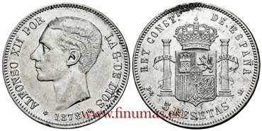 Cy16583G.- ALFONSO XII 5 Pesetas 1878 (18-78) DEM.- EBC-