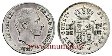 Cy16623K.- ALFONSO XII 10 Ctm. de Peso 1885 Manila - S.C. -  B.O.