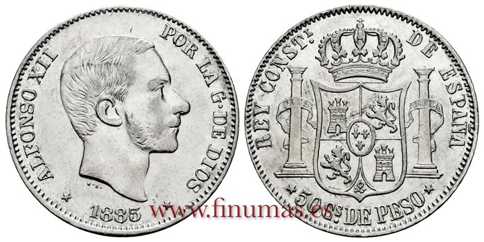 Cy16638G.- ALFONSO XII 50 Ctm. de Peso 1885 Manila - EBC- R.B.O