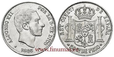 Cy16638G.- ALFONSO XII 50 Ctm. de Peso 1885 Manila - EBC- R.B.O