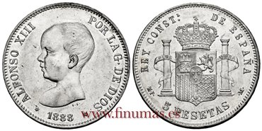 Cy16693I.- ALFONSO XIII 5 Pesetas 1888 (18-88) MPM - EBC+.  B.O