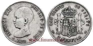 Cy16694E.- ALFONSO XIII 5 Pesetas 1888 (18-88) MSM - MBC