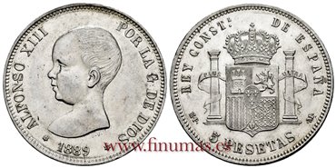 Cy16695J.- ALFONSO XIII 5 Pesetas 1889 (18-89) MPM - SC-