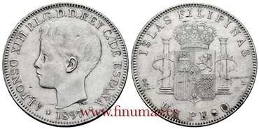 Cy16722G.- ALFONSO XIII 1 Peso 1897 Filipinas SMV - EBC- 