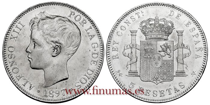 Cy16722I.- ALFONSO XIII 1 Peso 1897 Filipinas SMV - EBC - R.B.O