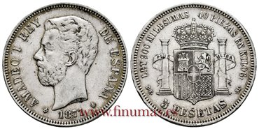 Cy.16531F.- AMADEO I 5 Pesetas 1870 (18-73) DEM.-MBC+