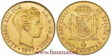 Cy16978.K.- 100 PESETAS 1897  *19 *61  SG V.  SC.  ORO