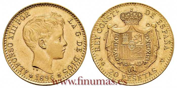 Cy16972.K- ALFONSO XIII 20 Pesetas 1896(18-61) PGV- SC