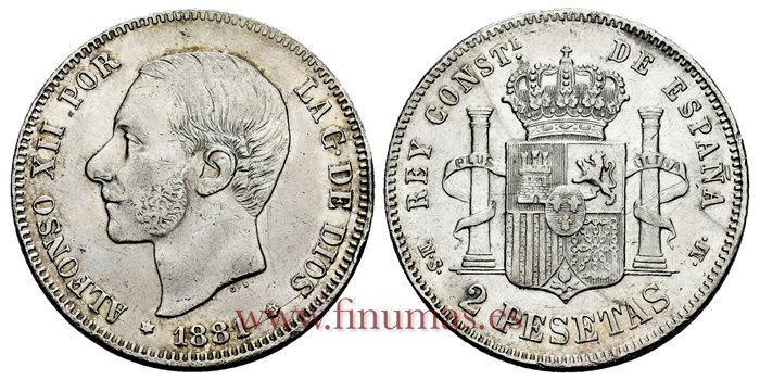 Cy16675G.- ALFONSO XII 2 Pesetas 1881 (_-81)  MSM -EBC-
