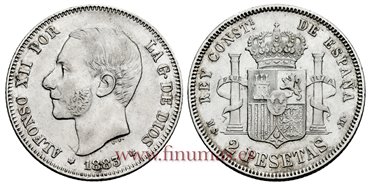 Cy16678G.- ALFONSO XII 2 Pesetas 1883 (18-83)  MSM - EBC-