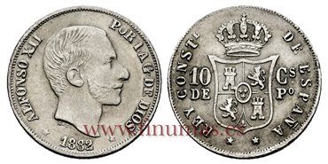Cy16619F.- ALFONSO XII 10 Ctm. de Peso 1882 Manila - MBC+ 