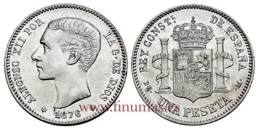 Cy16566J.- ALFONSO XII 1 Pesetas 1876 (18-76) DEM.- SC-