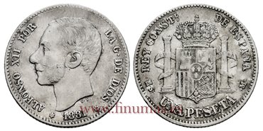 Cy16567F.- ALFONSO XII 1 Pesetas 1881 (_-81) MSM.- MBC