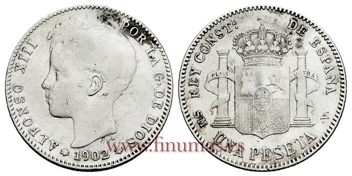 Cy16680D-1.- ALFONSO XIII 1 Pesetas 1902 (_-02) SMV - MBC- 