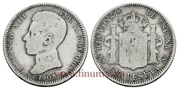Cy16683C-1.- ALFONSO XIII 1 Pesetas 1905 (_-_) SMV - BC 