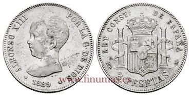 Cy16688F.- ALFONSO XIII 2 Pesetas 1889 (18-8_) MSM - MBC+