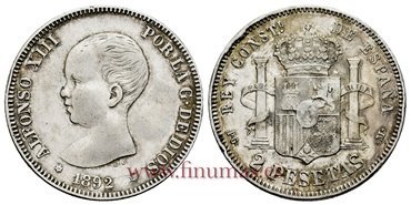 Cy16690G.- ALFONSO XIII 2 Pesetas 1892 (18-92) PGM - EBC-