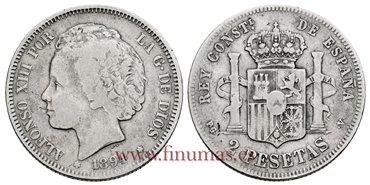 Cy16691D.- ALFONSO XIII 2 Pesetas 1894 (_-_) PGV - BC