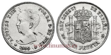 Cy16671H.- ALFONSO XII 1 Peseta 1889 MPM(18-89) - EBC