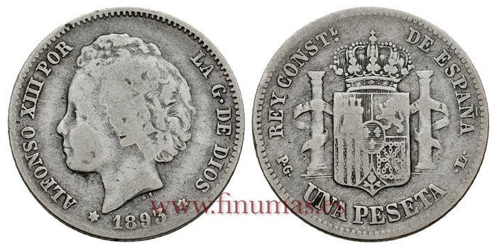 Cy16673C.- ALFONSO XII 1 Peseta 1893 PGL(_-_) - BC-