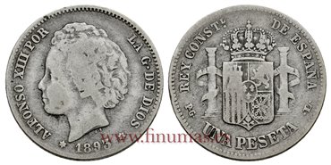 Cy16673C.- ALFONSO XII 1 Peseta 1893 PGL(_-_) - BC-