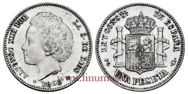 Cy16673K.- ALFONSO XII 1 Peseta 1893PGL(18-93) - SC