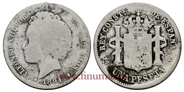 Cy16674A.- ALFONSO XII 1 Peseta 1894 PGV(_-_) - MC