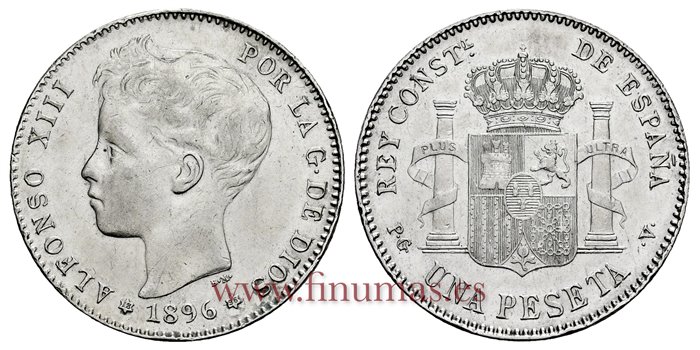 Cy16675I.- ALFONSO XII 1 Peseta 1896 PGV -(18-96) - EBC+