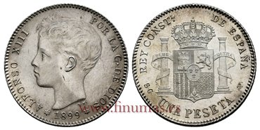Cy16676K.- ALFONSO XII 1 Peseta 1899 PGV -(18-99) - SC