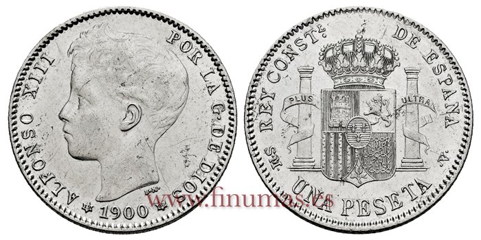 Cy16677I.- ALFONSO XII 1 Peseta 1900 SMV -(19-00) - EBC+