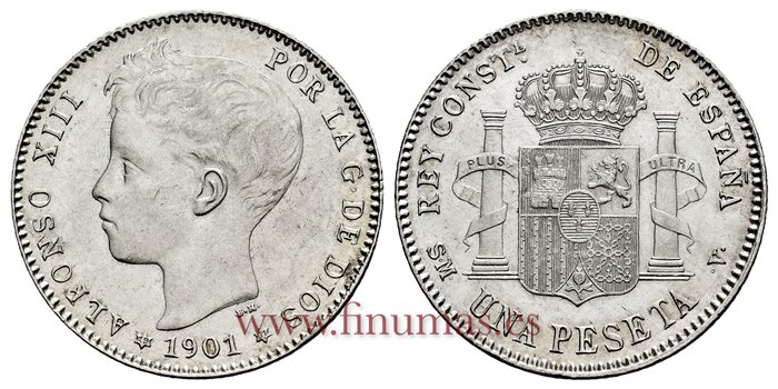 Cy16679K.- ALFONSO XII 1 Peseta 1901 SMV -(19-01) - SC