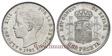 Cy16679K.- ALFONSO XII 1 Peseta 1901 SMV -(19-01) - SC