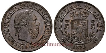 Cy16542I.- CARLOS VII 10 Centimos 1875 Belgica EBC+