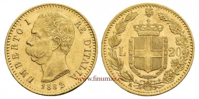 ITALIA - K021 - 20 Lira 1882. Oro - EBC-