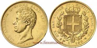 ITALY - SARDINIA - K-133.1 - 100 LIRE 1884 - EBC- GOLD