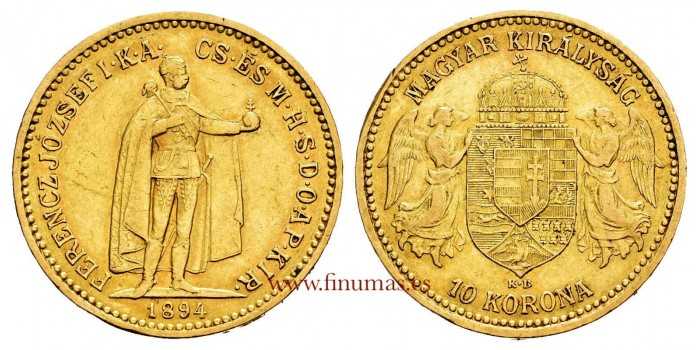 HUNGARY - K-485 - 10 KORONA 1894. MBC+ - GOLD